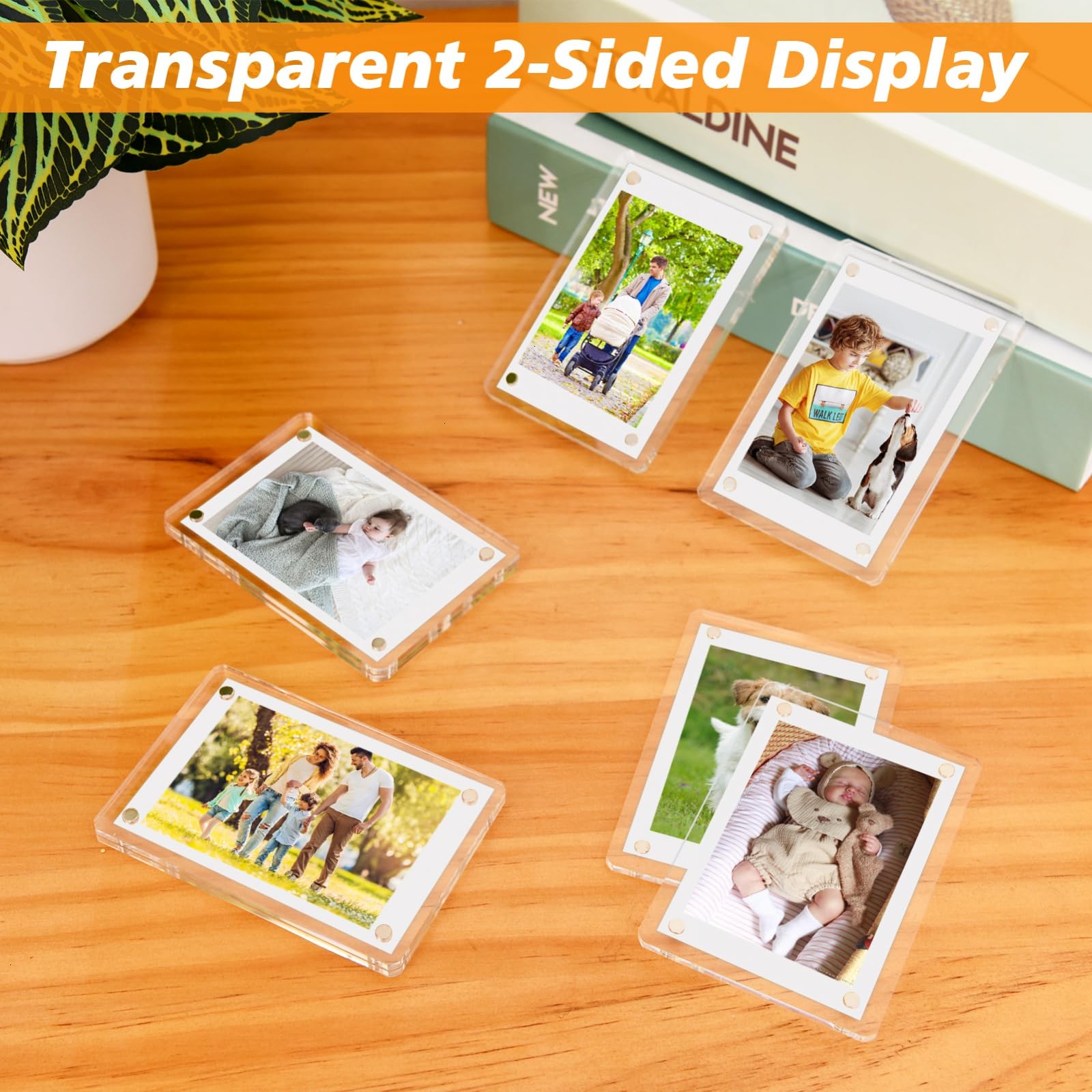 Magnetischer Bilderrahmen aus Acryl, für Kühlschrank, doppelseitig, magnetisch, Polaroid-Rahmen für Bilder, Instax-Mini-Rahmen, super klar, 6,9 x 8,9 cm, 24 Stück
