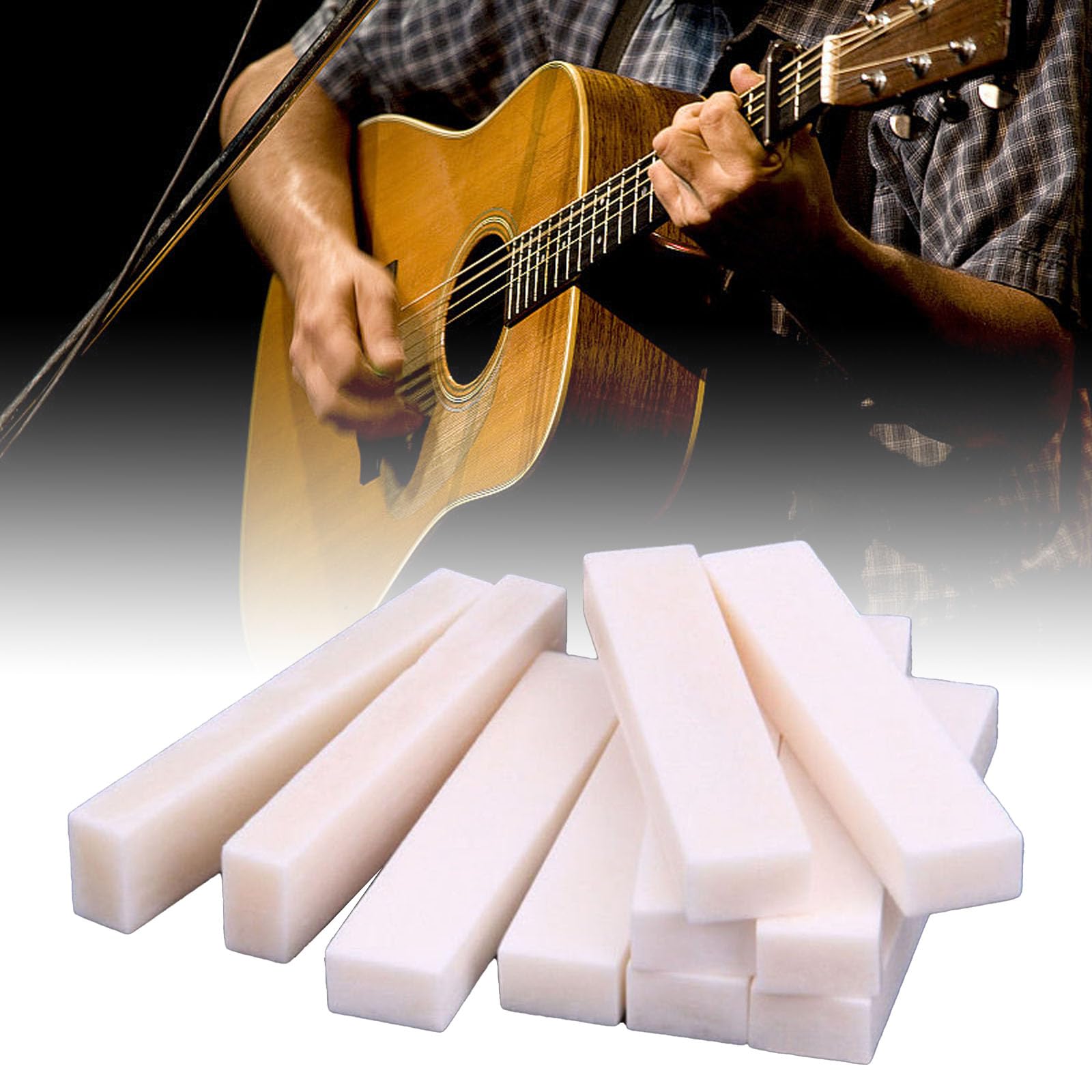 QIEIEI 10Pcs Blanks Bone Nut String Pillow Bone Nut Saddles Blanks Unslotted Guitar Bridge Nut for Mandolin,Banjos,Ukulele