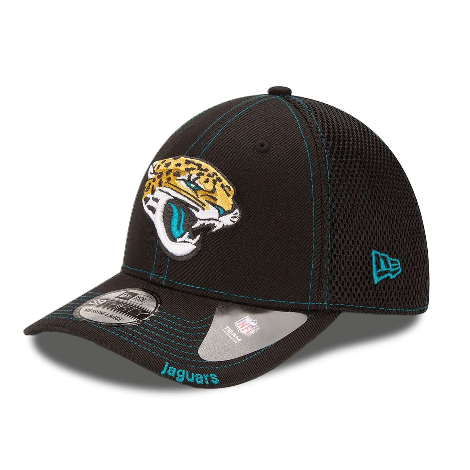 New Era Unisex-Adult NFL 39THIRTY Team Color Neo Primary Logo Stretch Fit Flex Football Cap Hat, Jacksonville Jaguars, Large-X-Large