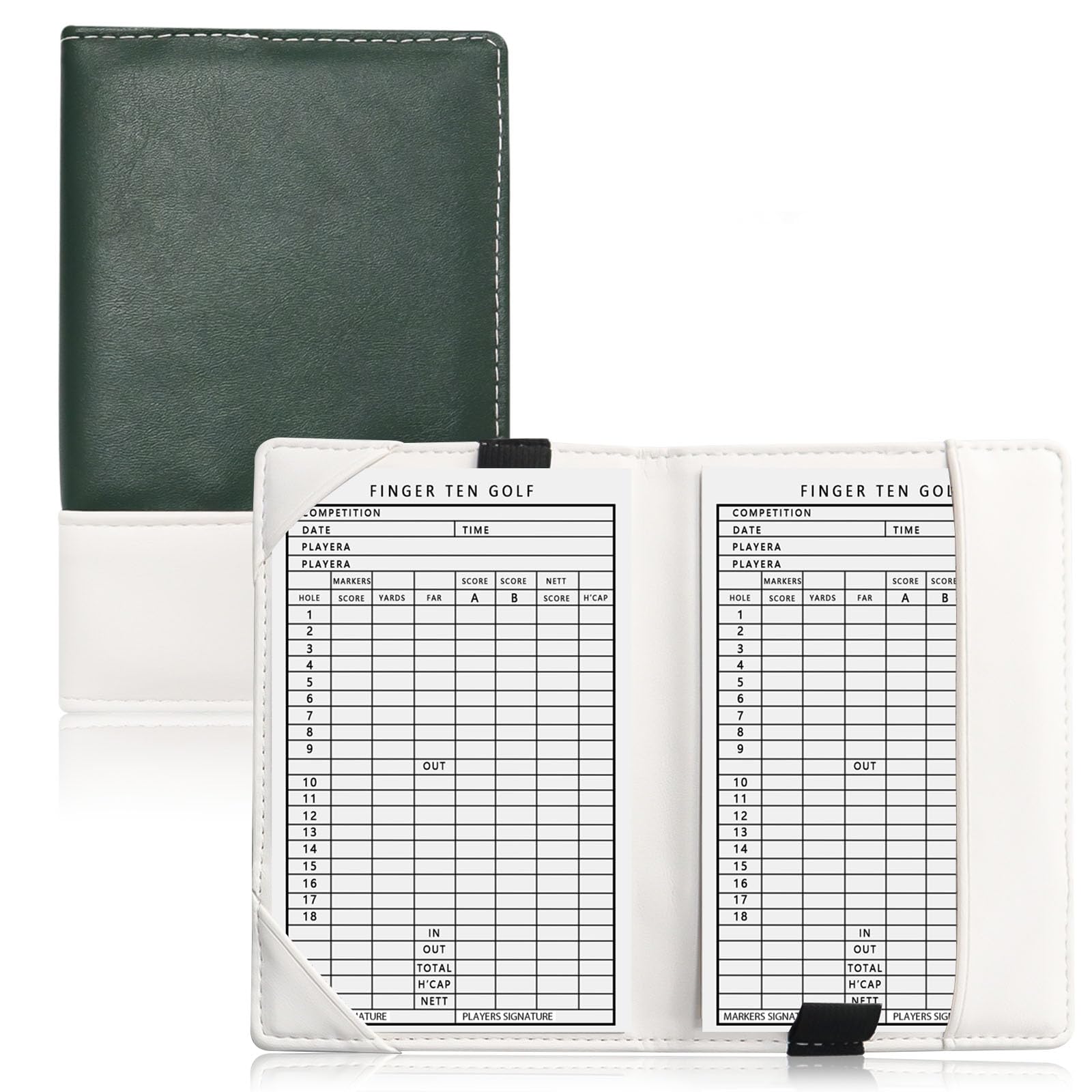 AXKAL Golf Scorecard Score Cards Holder Book Leather Four-leaf Clover Pattern Value Pack