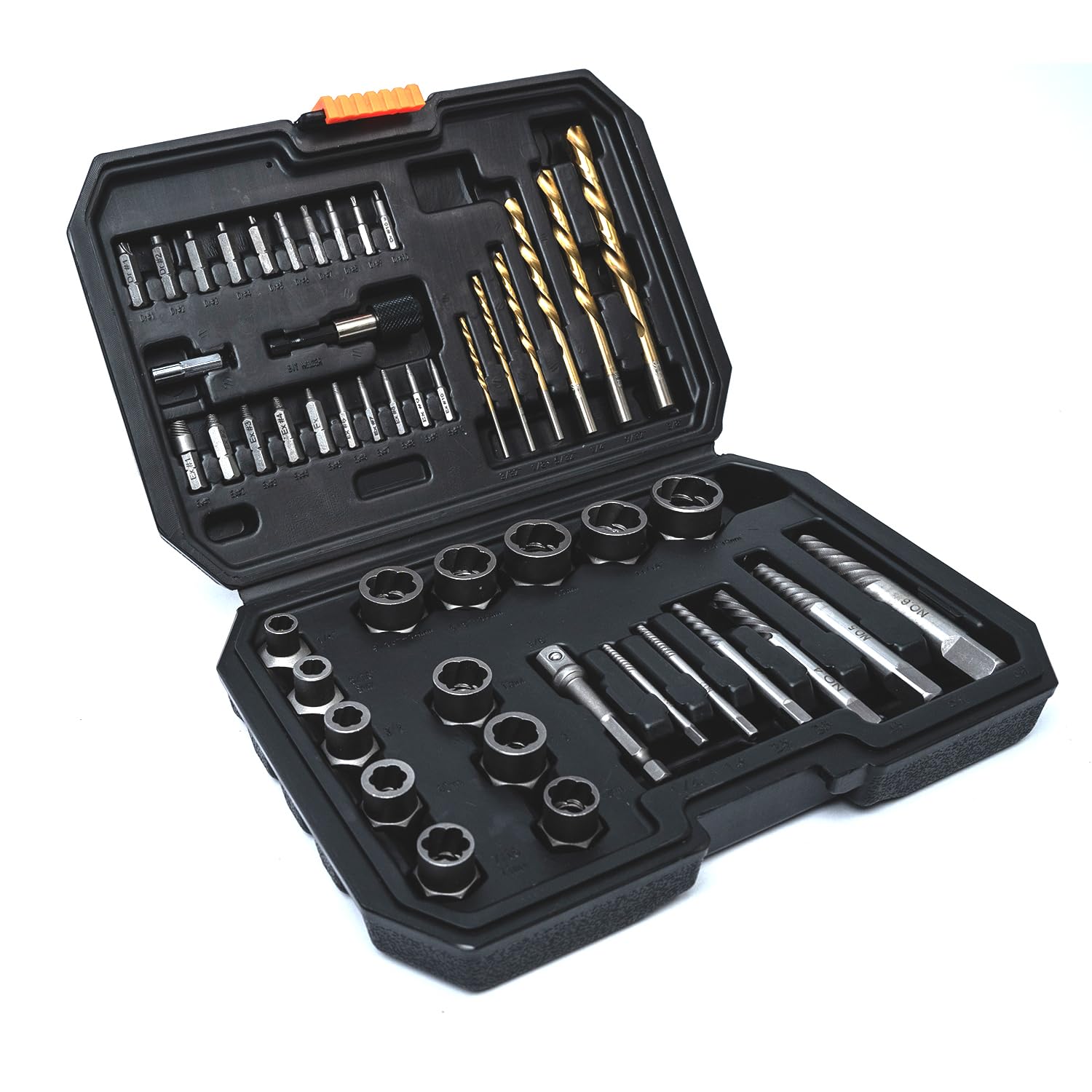 Set di estrattori per viti/punte per trapano, viti multi scanalate/bulloni estrattori per rimuovere perni rotti, bulloni, viti a bussola, dadi, prigionieri e raccordi (48 pezzi, HSS 6542)