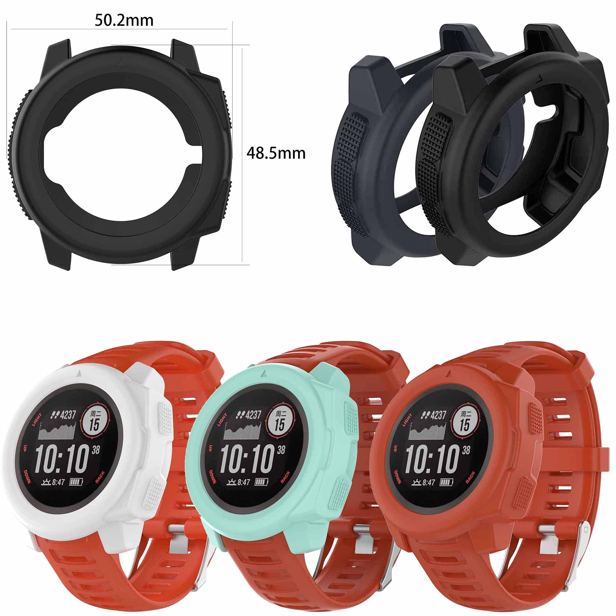 Pasek z etui kompatybilny z Garmin Instinct dla kobiet mężczyzn, klasyczny miękki silikonowy pasek do zegarka Garmin Instinct Tide/Tactical/Dual/Power Surf/Power/Esports Watch (pomarańczowy