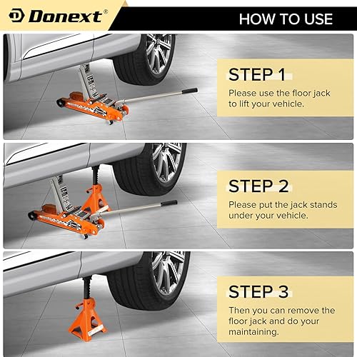 Vista 31 de Donext Jack Stands 3 toneladas (6,500 lb) de acero de capacidad, 1 par de soportes de elevación rojos ajustables