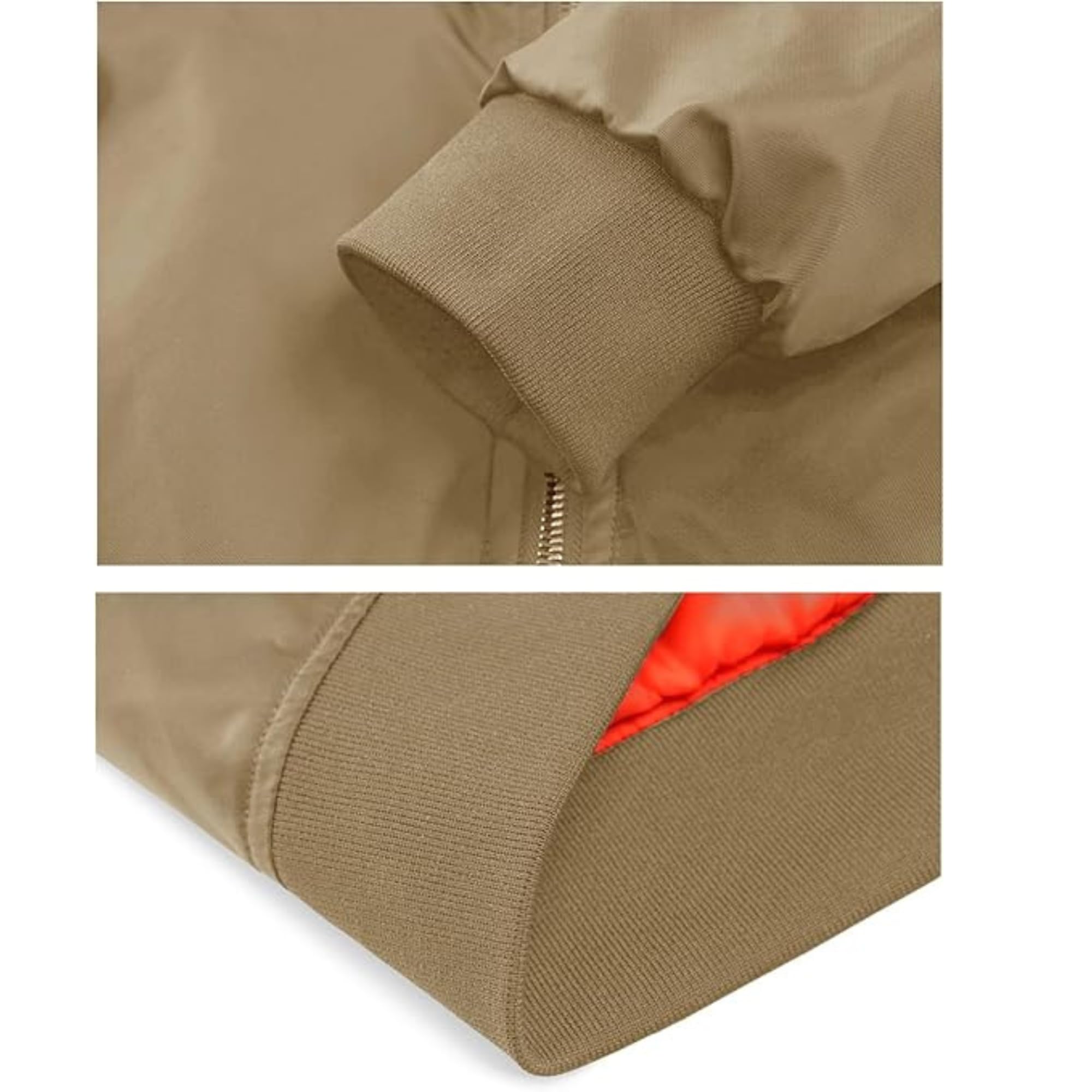 MIA FASHION Men's Bomber Jacket Fashion Lightweight Windbreaker Winter Fall Casual Jackets for Men | Full Zipper Casual Padded Polyester Jacket Khaki (Size-2XL) 3