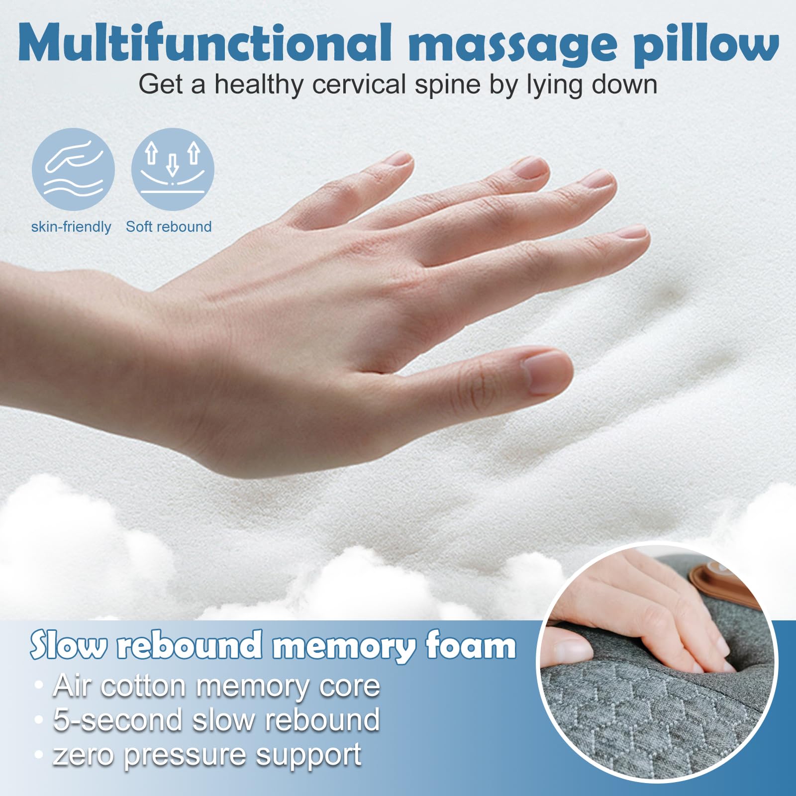 3-In-1 Neck Massager Pillow, Neck Massager with Heat and Traction, for Stretcher Massage,Plug-in Version (Gray) - 5