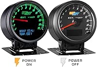 Vista 8 de GlowShift Kit de medidor EGT de temperatura de escape analógico 3 en 1 de 1500 F con aumento digital de 60 PSI y temperatura de 300 °F - Incluye