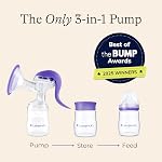 Lansinoh Tire-lait manuel, pompe à main avec flasque confortable, comprend un biberon de 5 oz avec tétine à débit lent, essentiels pour l'allaitement