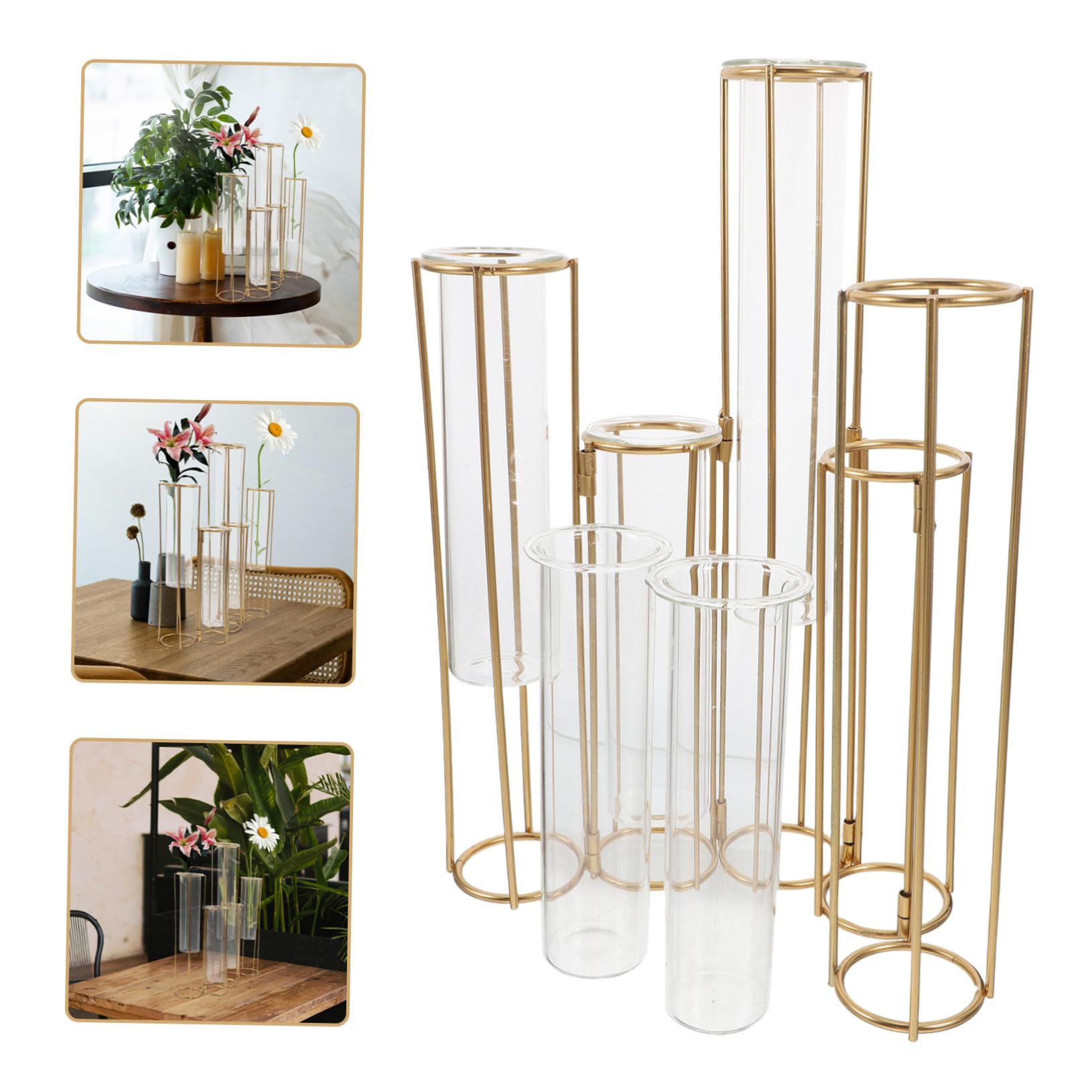 Vase Hydroponique Rotatif Verre avec Support Métallique Robuste pour Propagation de Plantes Décoration de Table pour Mariage et Intérieur