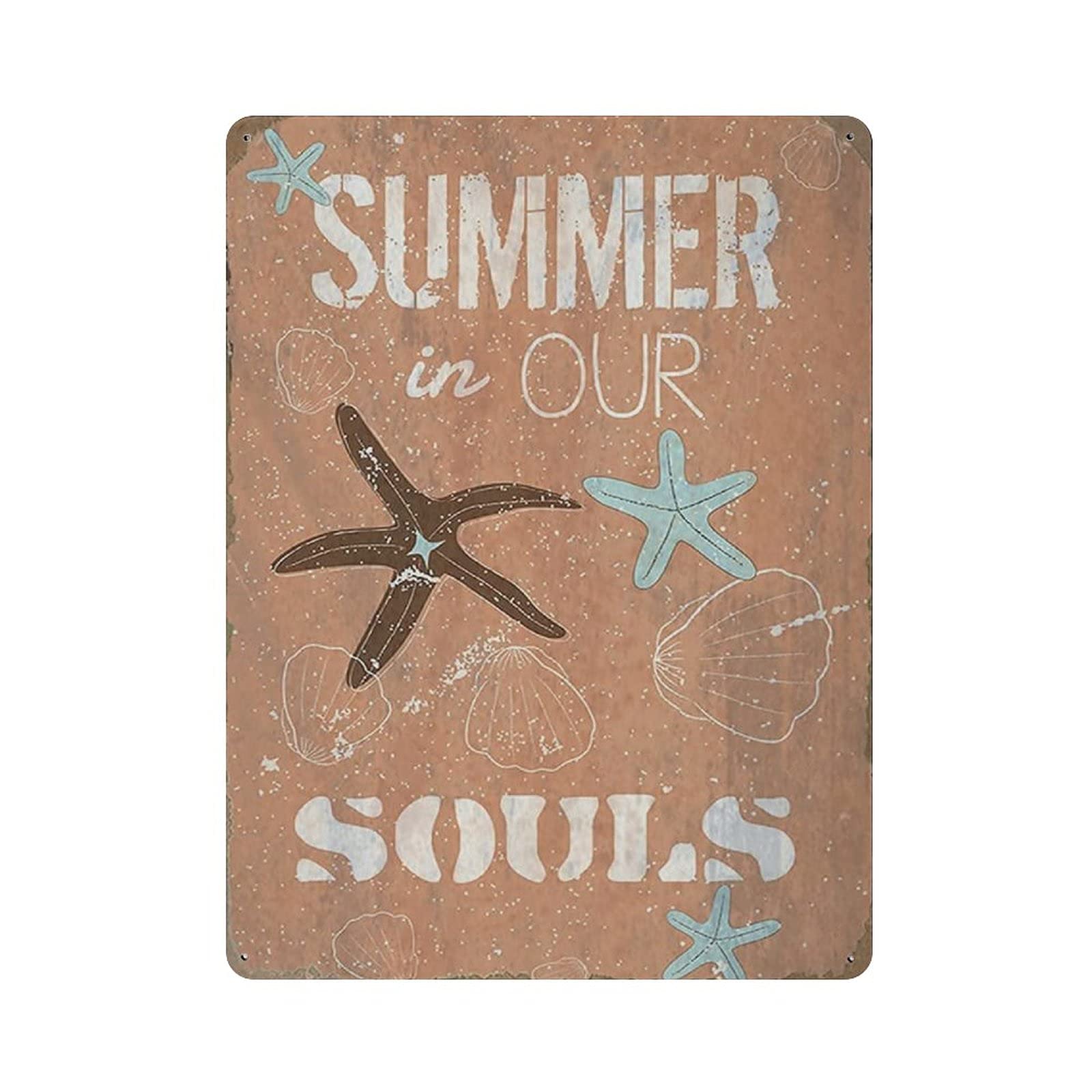 Metal Tin Sign Summer Is Our Souls Vintage Tin Poster Metal Sign Wall Decoration Country Kitchen Home Garage Decor 16"x12"