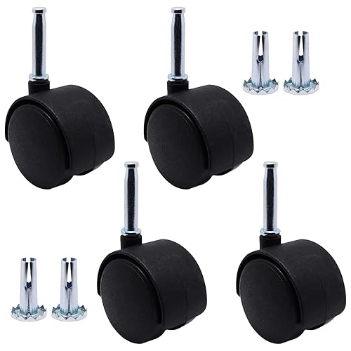 Miniatura 9 de Juego de 4 ruedas de plástico, ruedas giratorias M6 de grano recto de 1 pulgada, ruedas giratorias de nailon negro de repuesto para muebles, silla