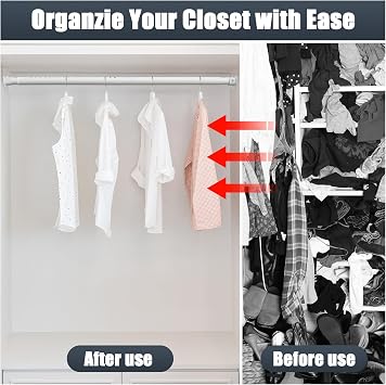 Wardrobe Rail, 40 to 248 CM Extendable Heavy Duty Iron Clothes Hanging Rail, Matte White