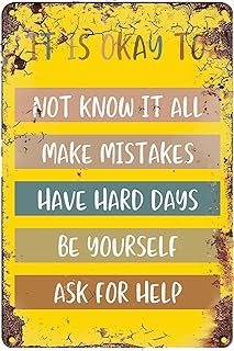 Decoración de aula bohemia "Está bien ser tú mismo", decoración de pared para aula, regalo para profesores, arte infantil, decoración de sala de juegos, letrero de metal, arte de pared, 30 x 40 cm