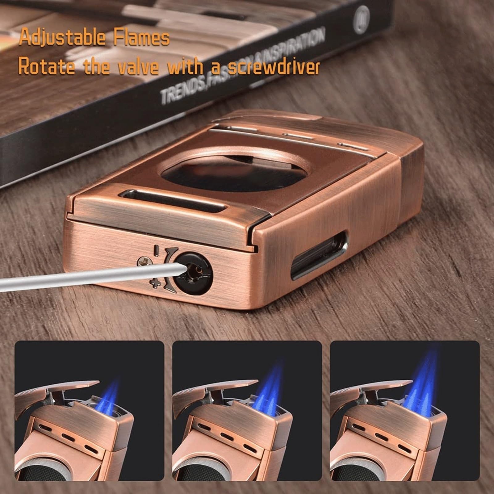 Encendedor de metal con doble llama, recargable, portátil, resistente al viento, perfecto para camping, barbacoa y necesidades de supervivencia