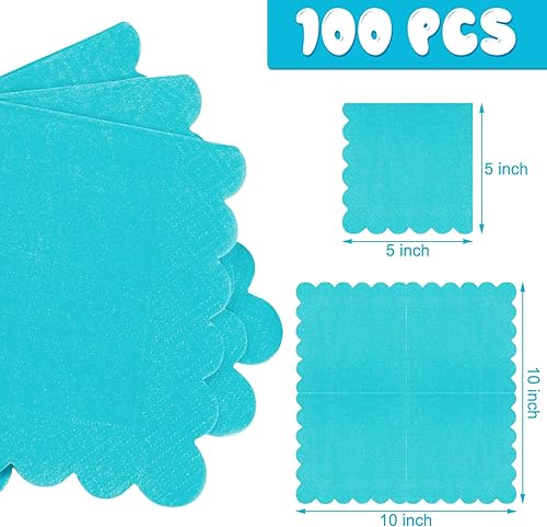 Miniatura 2 de 100 servilletas de cóctel festoneadas de papel grueso, servilletas desechables para fiestas, servilletas de bebidas para bodas, cenas, suministros