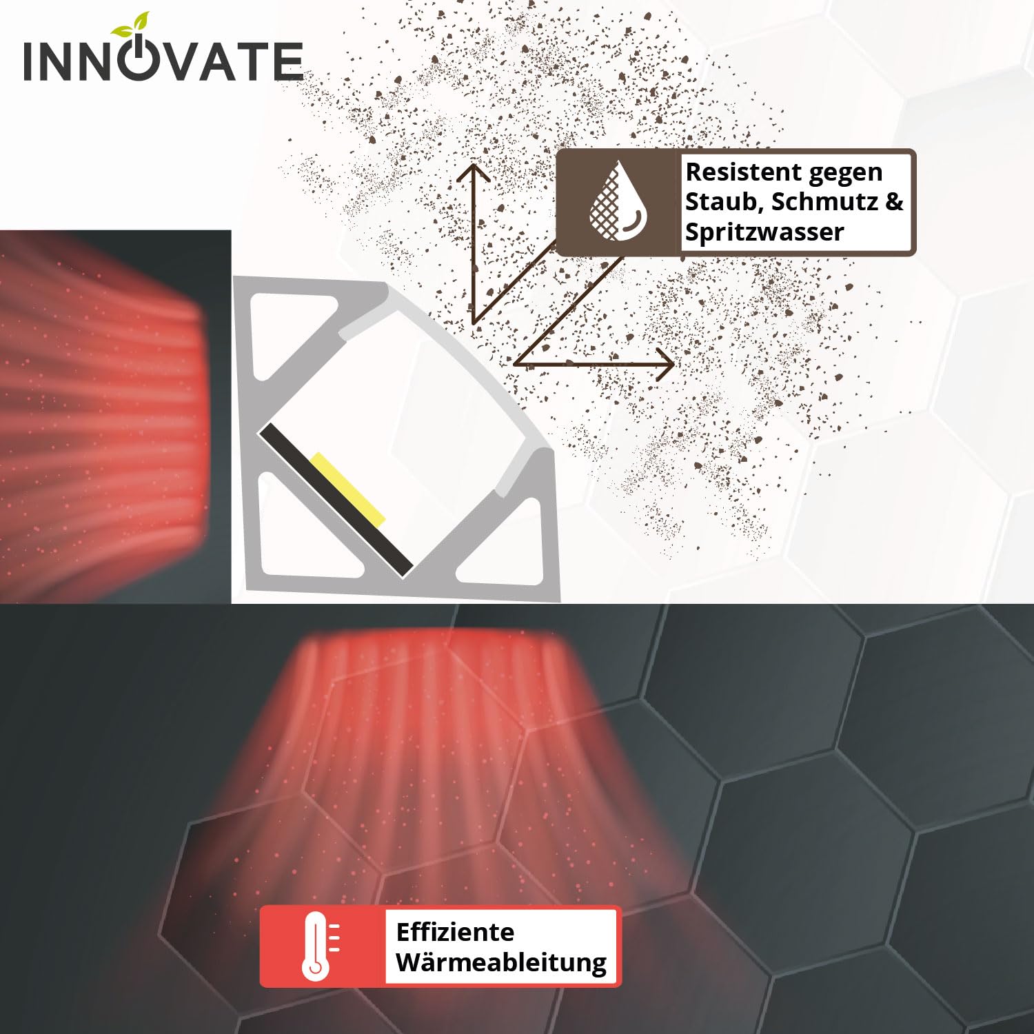 INNOVATE LED Eckprofil 2m inkl. Diffusor 5er Set [Alu Winkelprofil schwarz-klar 11mm] Alu Profil V förmig LED Streifen 2m I Kantenschutz Kleiderschrank Kühlkörper I Indirekte Beleuchtung Wohnzimmer
