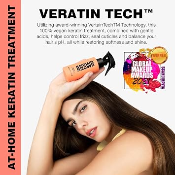 ANSWR At Home Brazilian Keratin Hair Treatment for All Hair Types keratina para alisar el pelo, Eliminates Frizz, Salon Results At Home, Sulfate-Free, Safe for Colored Hair (3.4 Fl Oz Pack of 1)