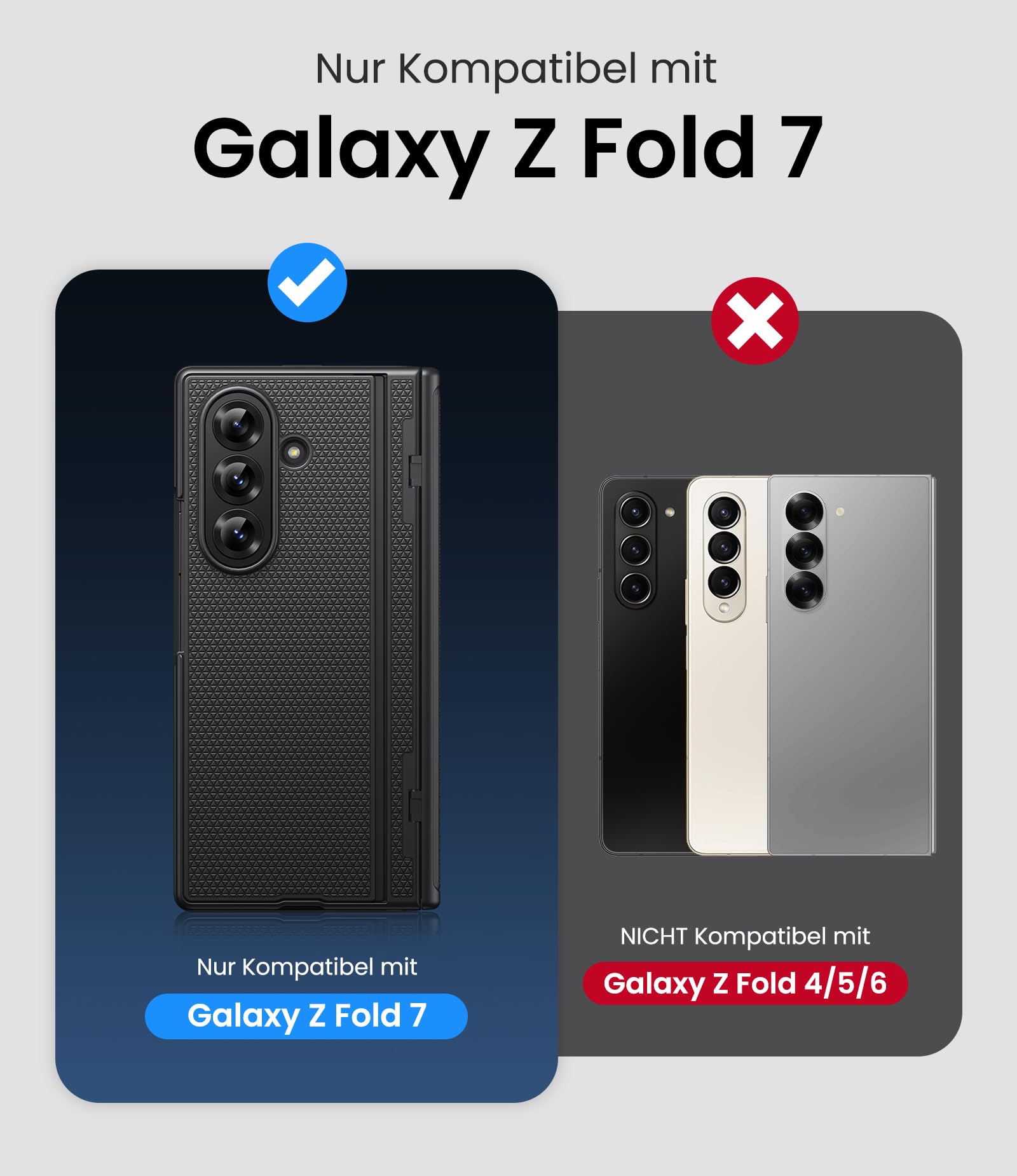 Cover con supporto per Samsung Galaxy Z Fold 7, Supporto, Protezione Schermo Anteriore, Pellicola protettiva Resistente, Antiurto per schermo frontale, Sottile, Nero