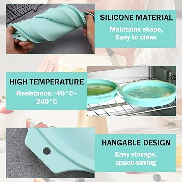 4 PCS Air Fryer Egg Moulds, Silicone Cake Baking Pan Reusable 4'' Round Ramekins for Fried Eggs Muffin Sandwiches Burger Buns, Egg Poacher Air Fryer Accessories (Cyan)