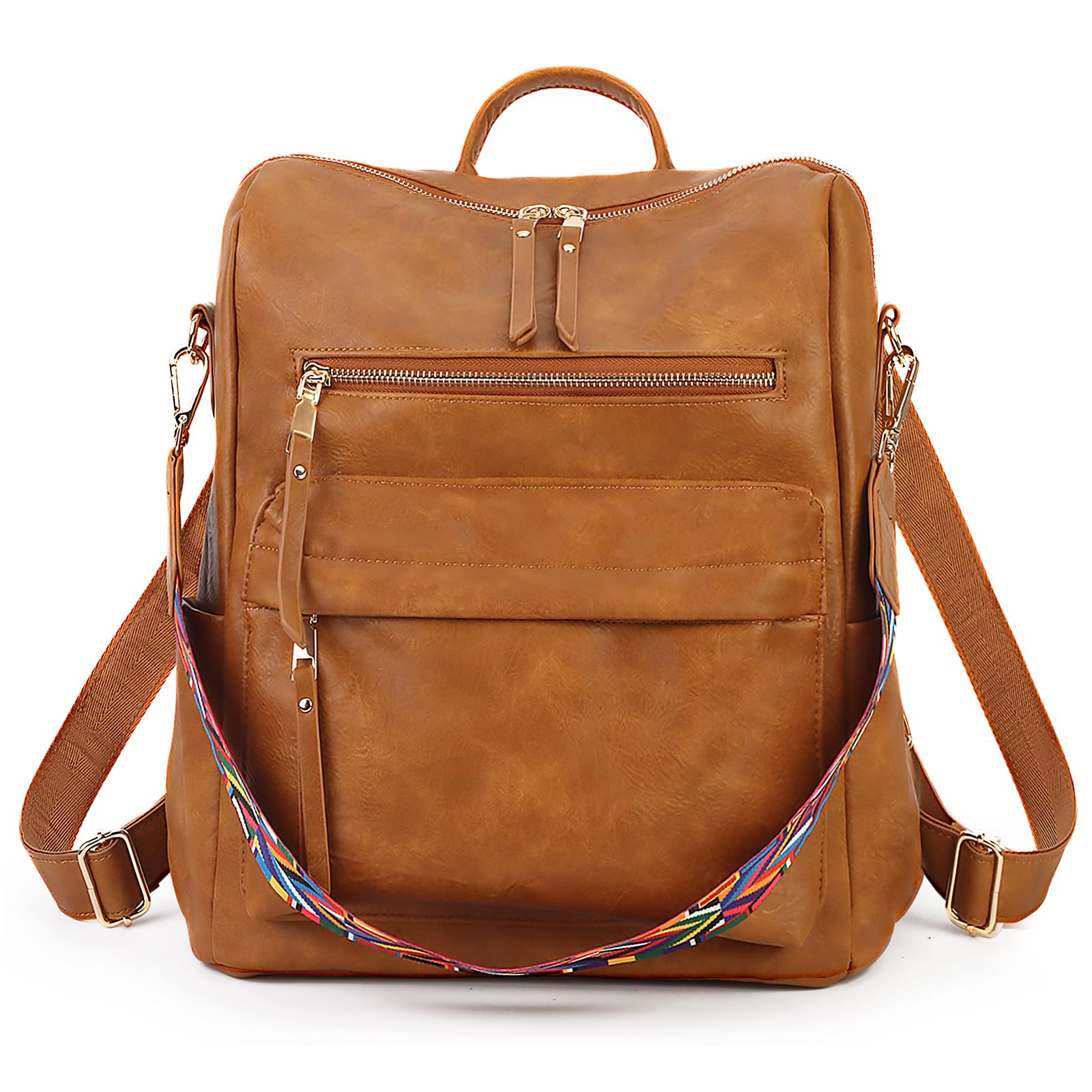 KOOIJNKOWomen Backpack Purse Vintage Rucksack Convertible Shoulder Bag Travel Daypack, Brown