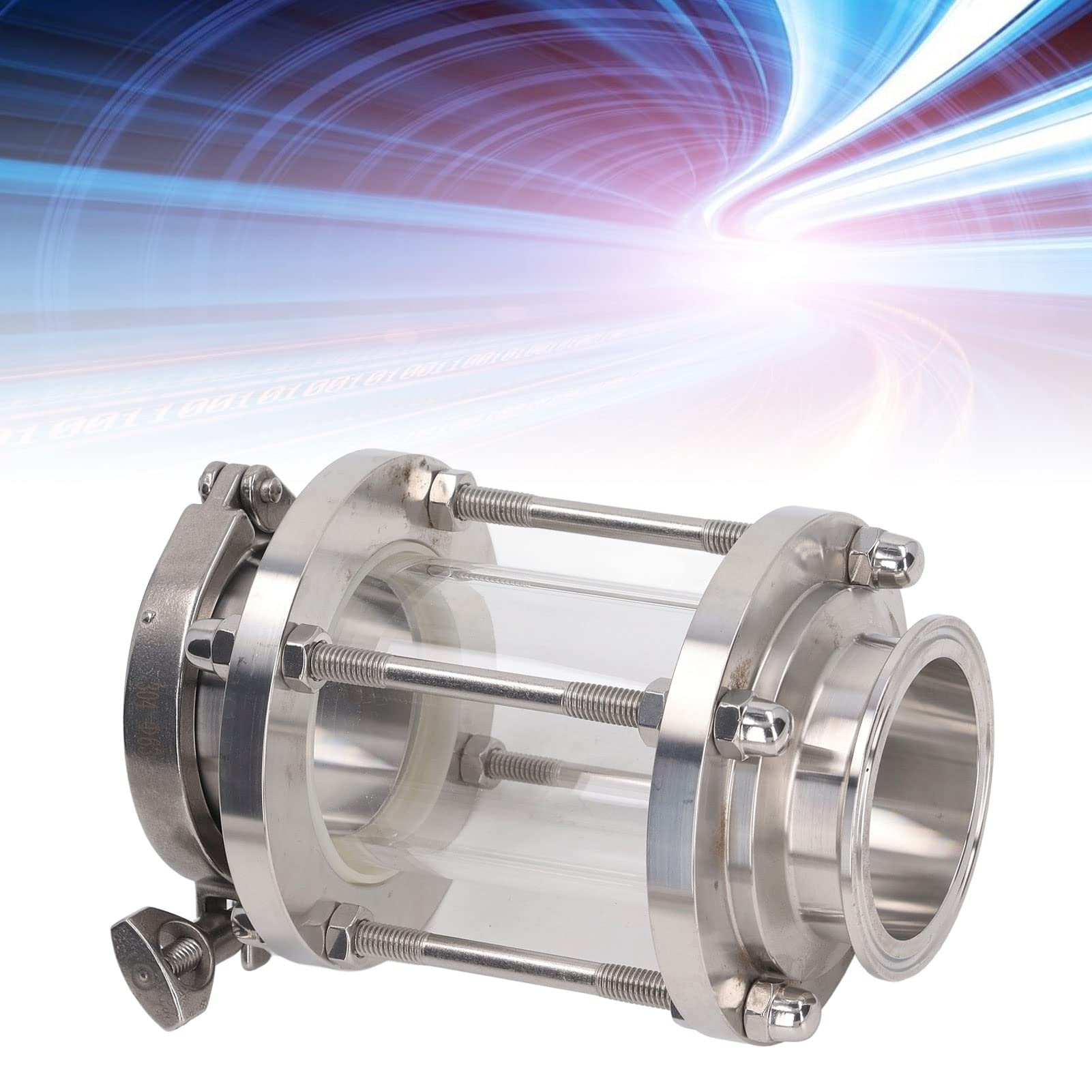 PN6-Schauglas Inline-Edelstahl-Schauglas mit Geradem Durchfluss und Klemmende für Öl-Luft-Maximaltemperatur 80 ℃ (63 mm / 2,48 Zoll)