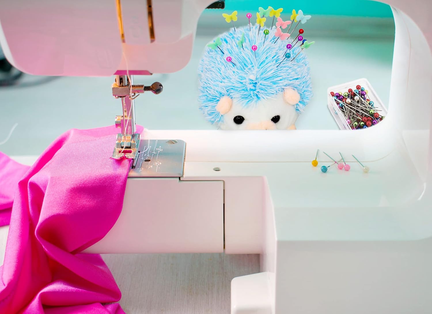 SolidGnik 2 Hedgehog Sewing Pincushion with 200 Pieces Sewing Pins Set for Sewing DIY Projects