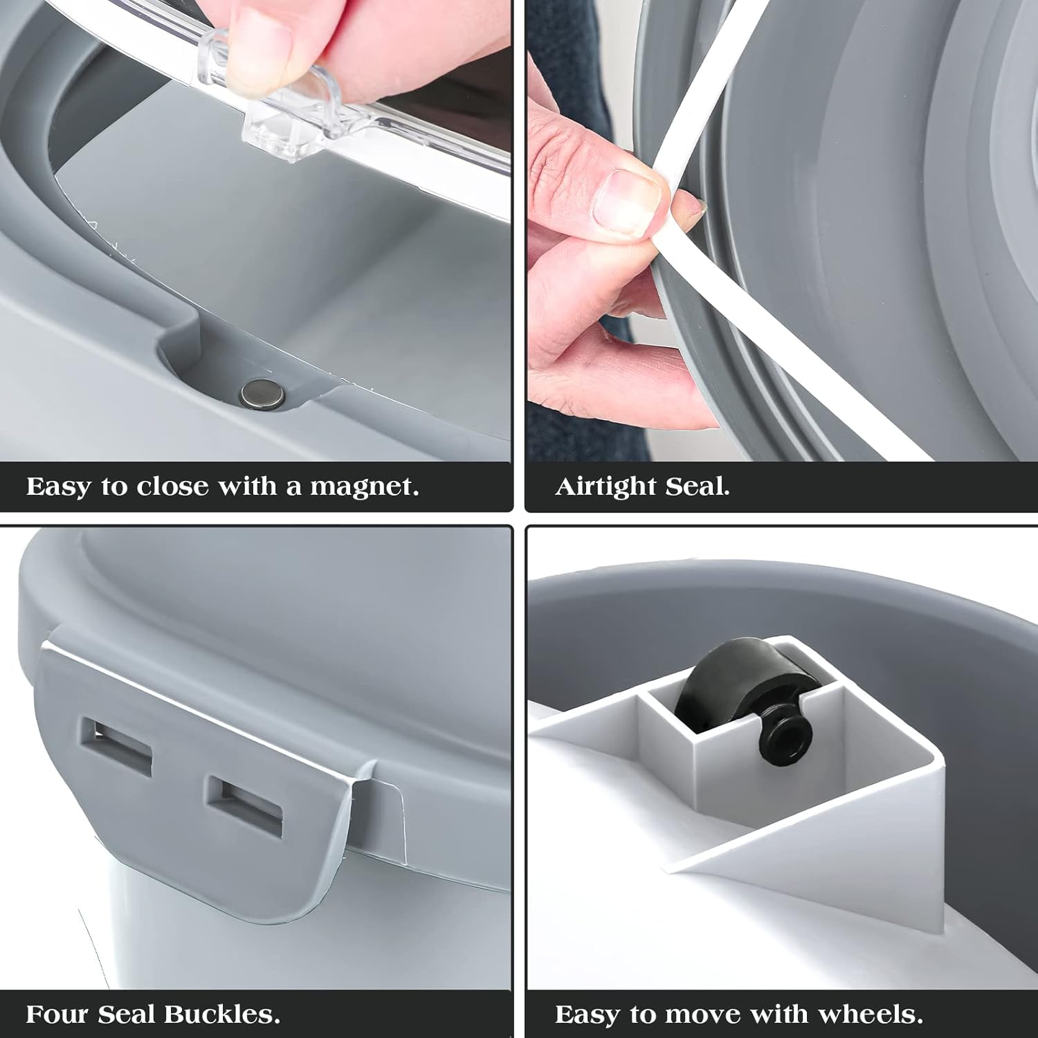 Dog Food Storage Container, Airtight Collapsible 13lb to 30lb Pet Food Container with Flip Top, Rolling Wheel, Scoop and 3L small container for Dog Cat Food and Dry Food of Rice, Flour