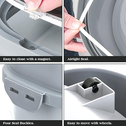 Miniatura 5 de Contenedor de almacenamiento de alimentos para perros, hermético plegable de 13 a 30 libras, contenedor de comida para mascotas con tapa abatible,