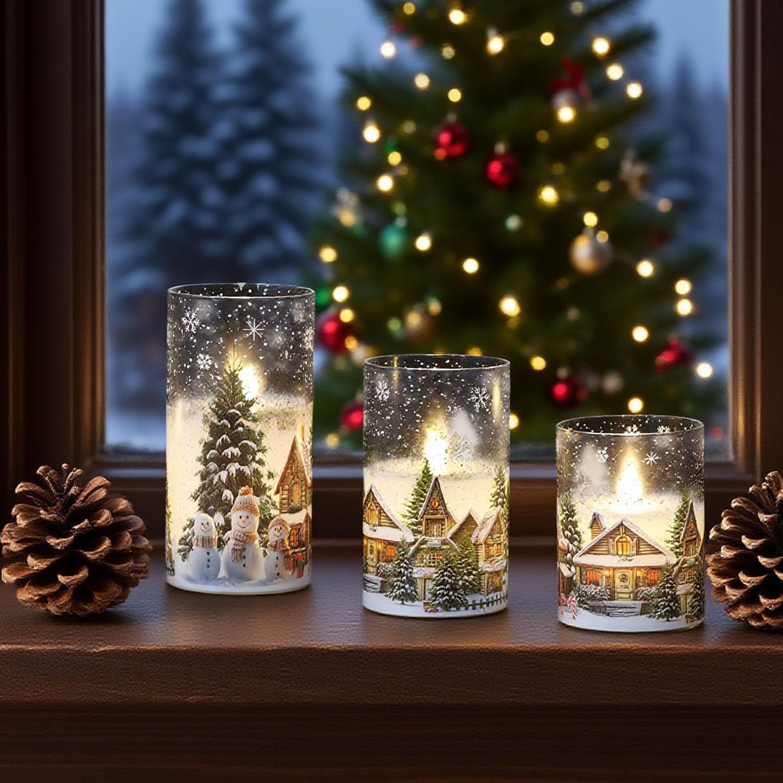 Amazon.com: DRomance Snowman House Glass Flameless Candles Battery