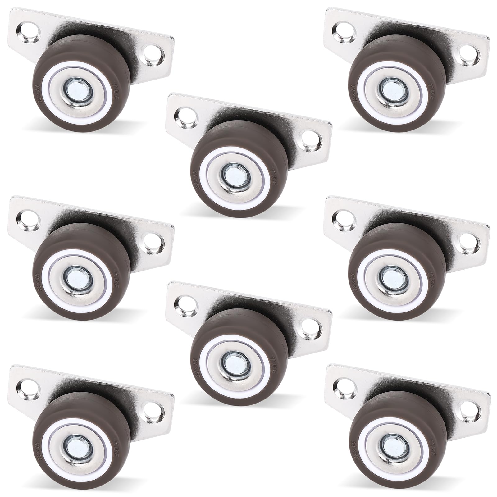 1-1/4 Inch 8Pcs Mini Low Profile Casters, Small Side Mount Drawer Caster Wheels, Rigid Casters Wheels for Furniture, Underbed Drawers, Trays, DIY