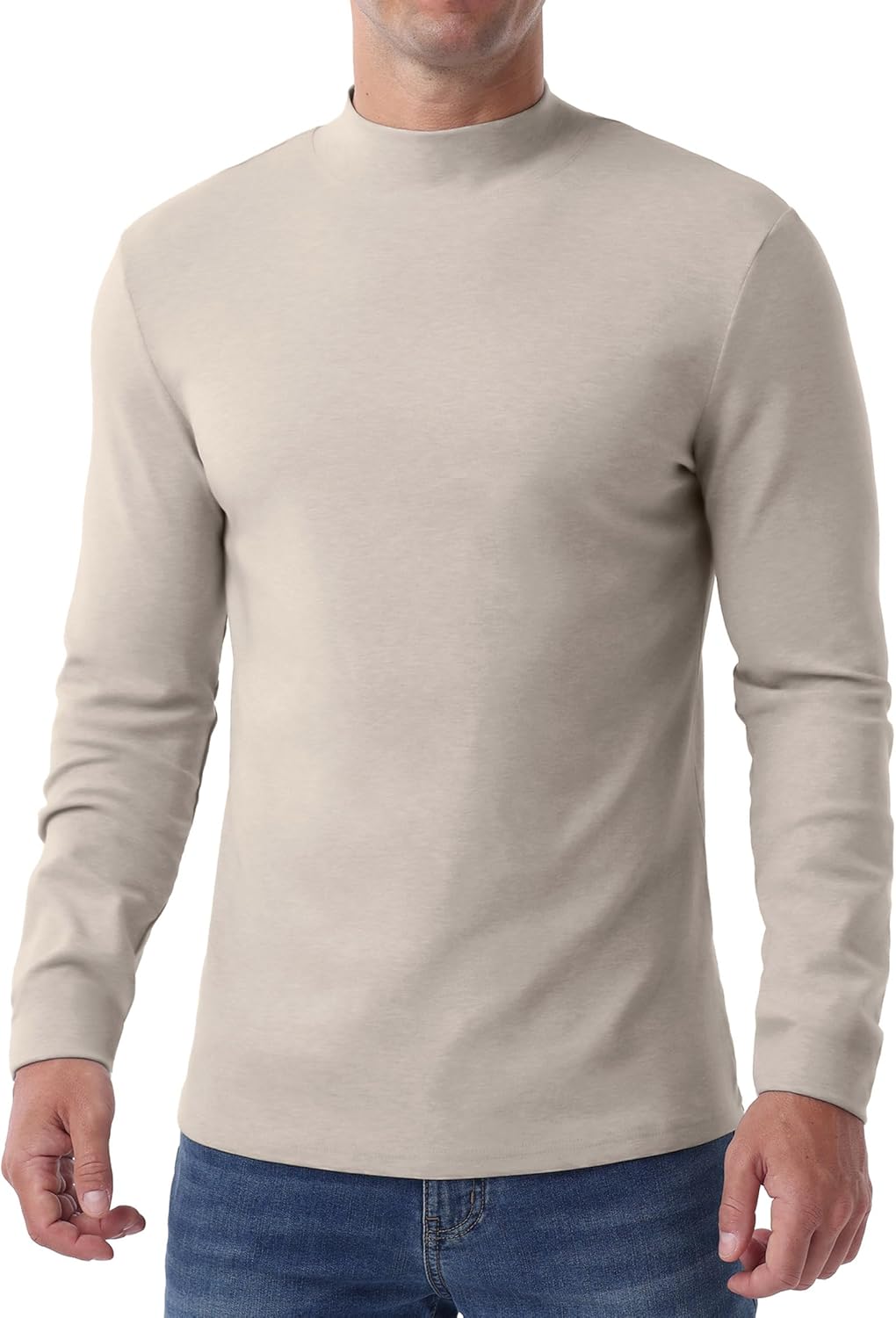 Askdeer Men's T-Shirts Cotton Mock Turtleneck Long Sleeve Shirts Lightweight Thermal Pullover Sweaters - Image 5
