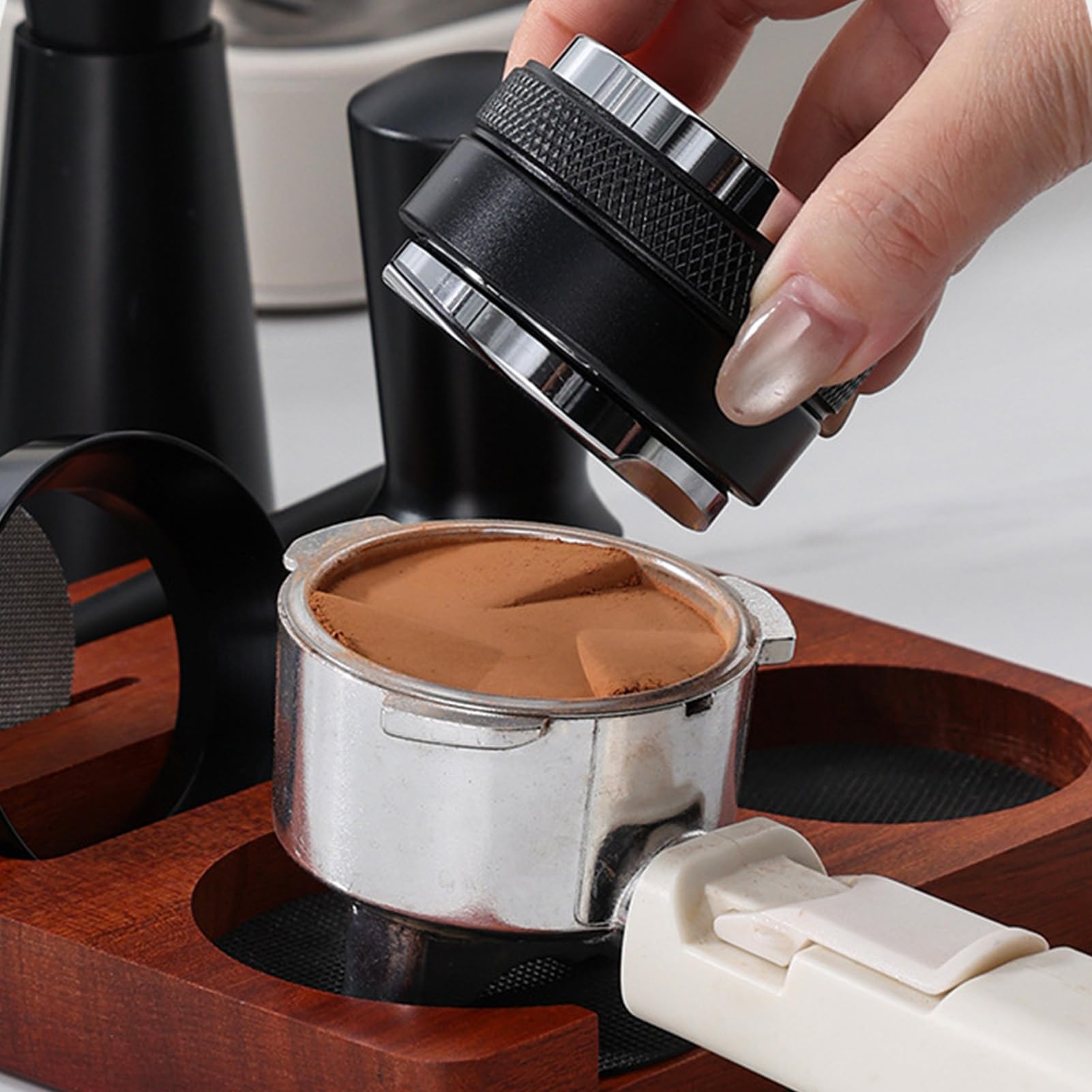 Herramienta pisadora de café - 7 Piezas de Utensilios Ergonómicos Antideslizantes | Kit de accesorios de pisador y nivelador,para uso en cocinas, estudios, bares, mostradores, tiendas, oficinas
