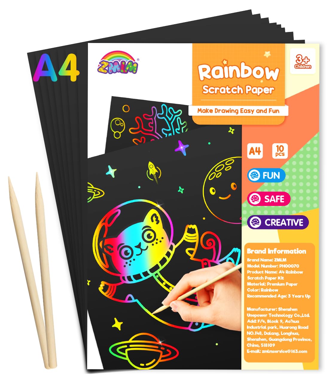 ZMLM Scratch Art Para Niños, Papel Magico para Rascar y Dibujar de Arcoíris, Libro Colorear Adultos Espirografo para Niños Dibujos, Notas, Juegos, Manualidades Kit Dibujo Niños