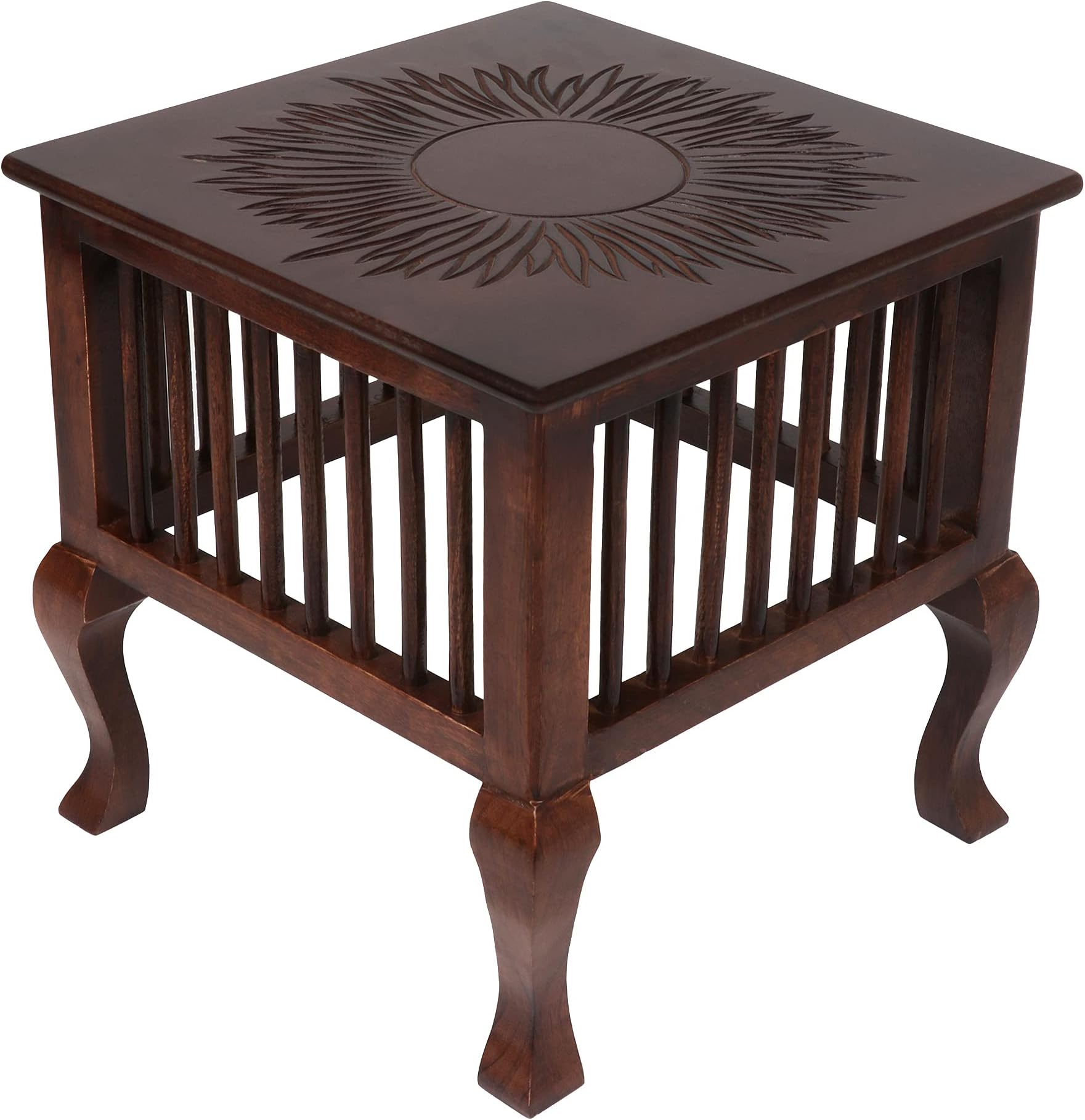 Wooden Beautiful Handmade Stool for Sitting at Living Room, Office, Balcony Decor,Home Furniture can be Used as Side Table Antique Finish(Brown)
