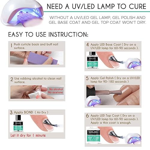Miniatura 4 de Karlash Acabado profesional de 0.5 fl oz de gel que no se limpia con acabado brillante y duradero, gel UV Soak Off
