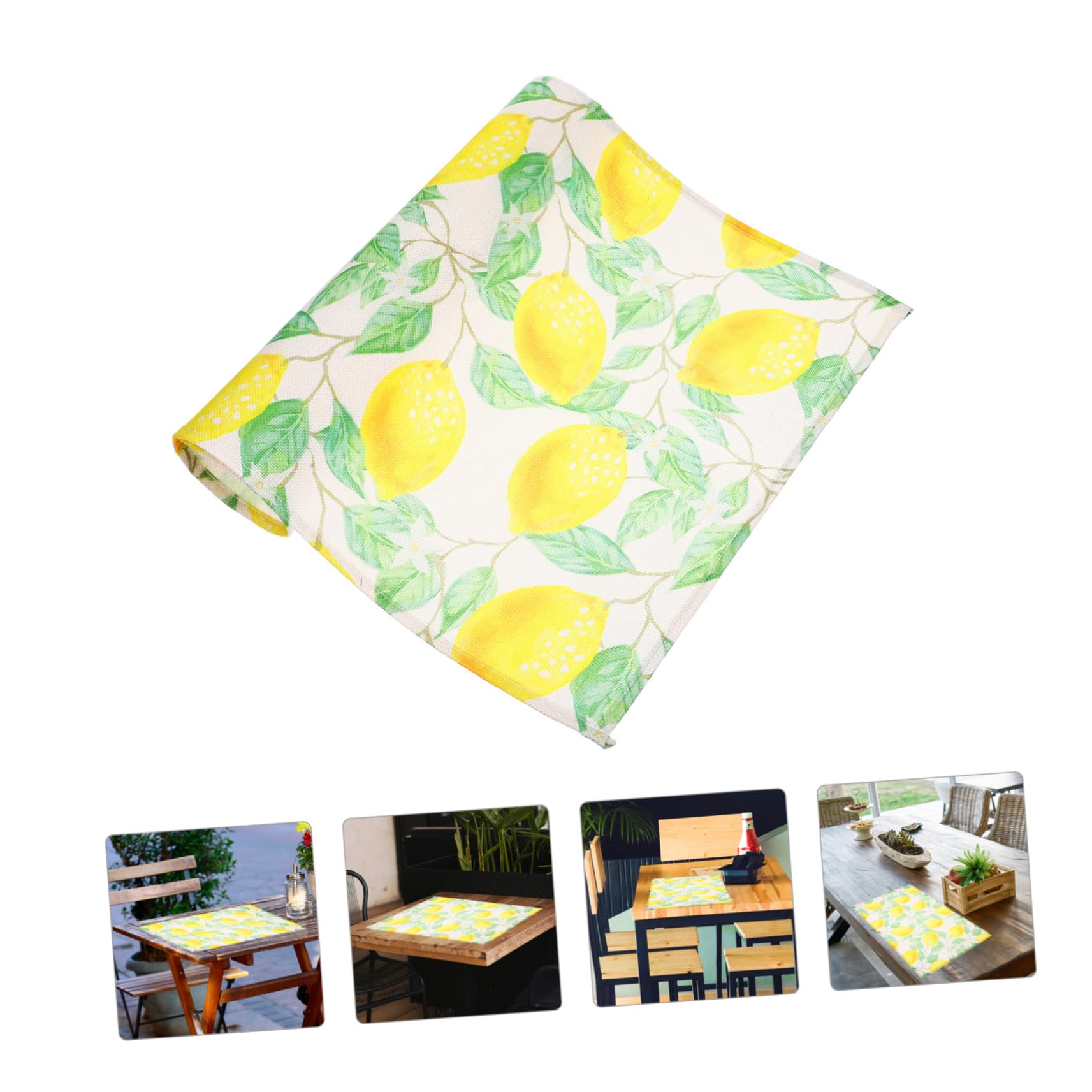 PRETYZOOM 8 Piezas Mantel Individual De Hoja De Limón Salvamanteles Impermeables Esteras De La Taza Manteles Individuales Mantel Individual Antideslizante Mantel Sencillo Lino De Poliéster