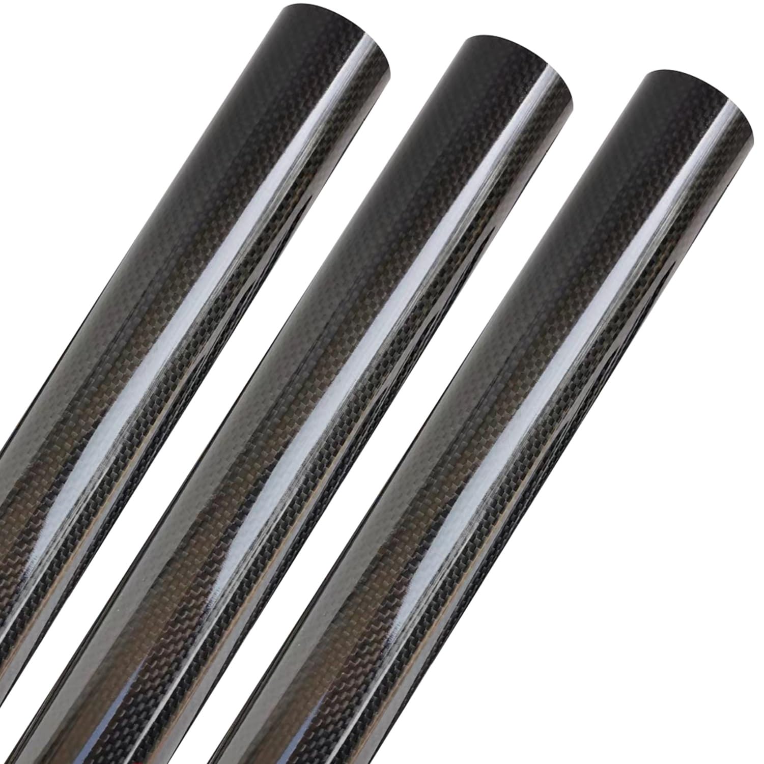 Rura z włókna węglowego, 2/3 paczki Puste rurki z włókna węglowego 3K Błyszczące czarne Wiele rozmiarów dla robotyki Drony DIY(Black-3pcs,19x16x1000mm)