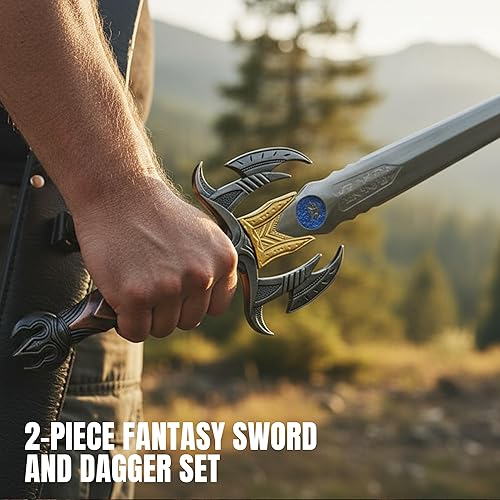 Miniatura 5 de Szco Supplies - Juego de 2 piezas de daga de fantasía medieval con funda de cuero