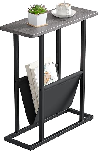 Miniatura 68 de Yusong Mesa auxiliar pequeña y estrecha para espacios pequeños, mesa auxiliar delgada de 17.7 pulgadas de ancho, mesita de noche con soporte de