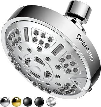 HOPOPRO Upgraded 9 Settings High Pressure Shower Head, NBC News Recommended Brand Fixed Showerhead Adjustable Bathroom Showerhead Multi-functional Rainfall Showerhead for Low Water Flow Chrome