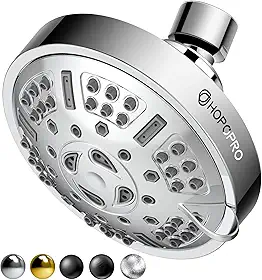 HOPOPRO Chuveiro de alta pressão atualizado com 9 configurações, marca recomendada pela NBC News Chuveiro fixo ajustável para banheiro Chuveiro multifuncional para baixo fluxo de água (cromado)