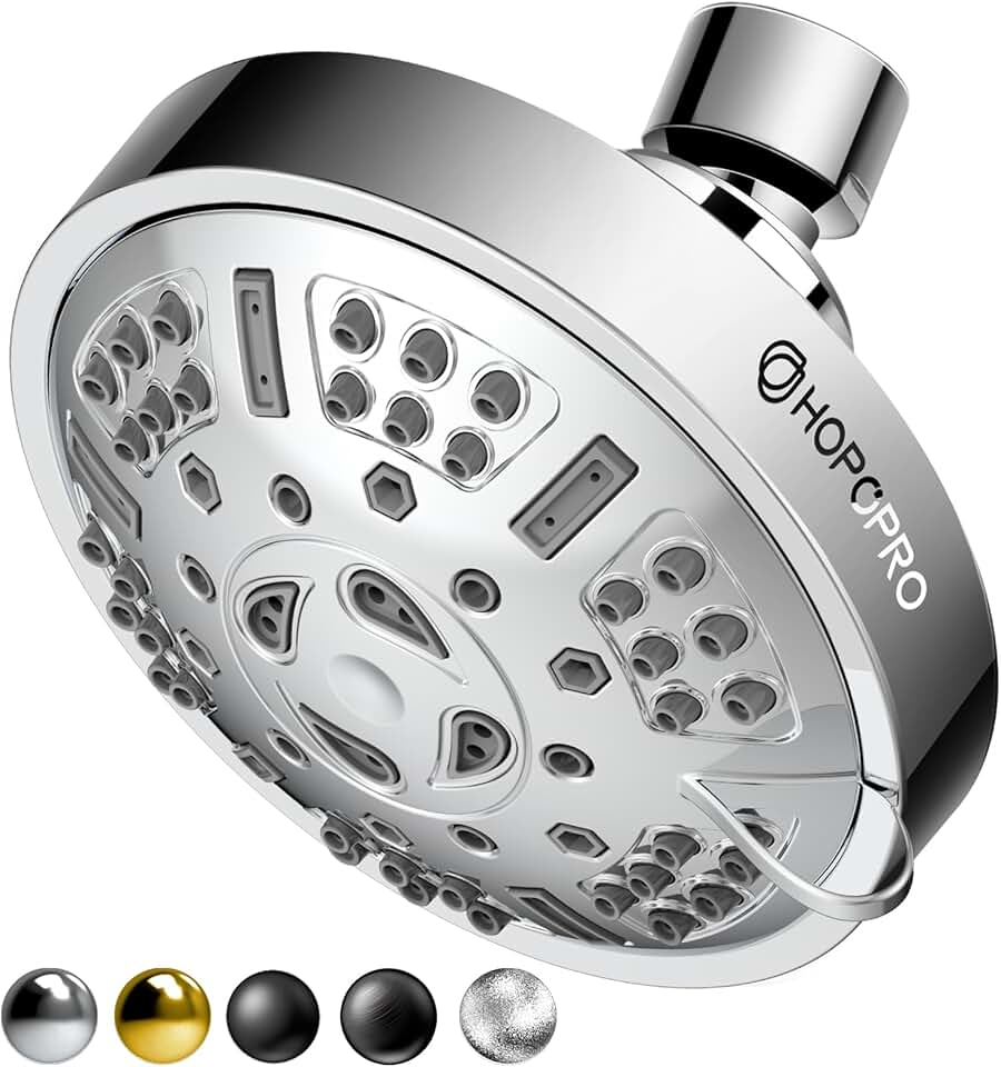 HOPOPRO Chuveiro de alta pressão atualizado com 9 configurações, marca recomendada pela NBC News Chuveiro fixo ajustável para banheiro Chuveiro multifuncional para baixo fluxo de água (cromado)