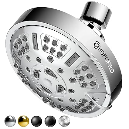 Hopopro High Pressure Fixed Shower Head HOPOPRO Upgraded 9 Functions Adjustable Bathroom Showerhead Multi-functional Wall Mount Fixed Shower Head Rotatable Rain Showerhead for Low Water Flow