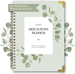 BIROYAL Hochzeitsplaner Deutsch für den großen Tag, 160 Seiten Wedding Planner mit Terminplan, Checklisten, Zeitplan und Tipps, Hochzeit Buch mit Kalender, Tolles Geschenk zur Verlobung - DIN A4