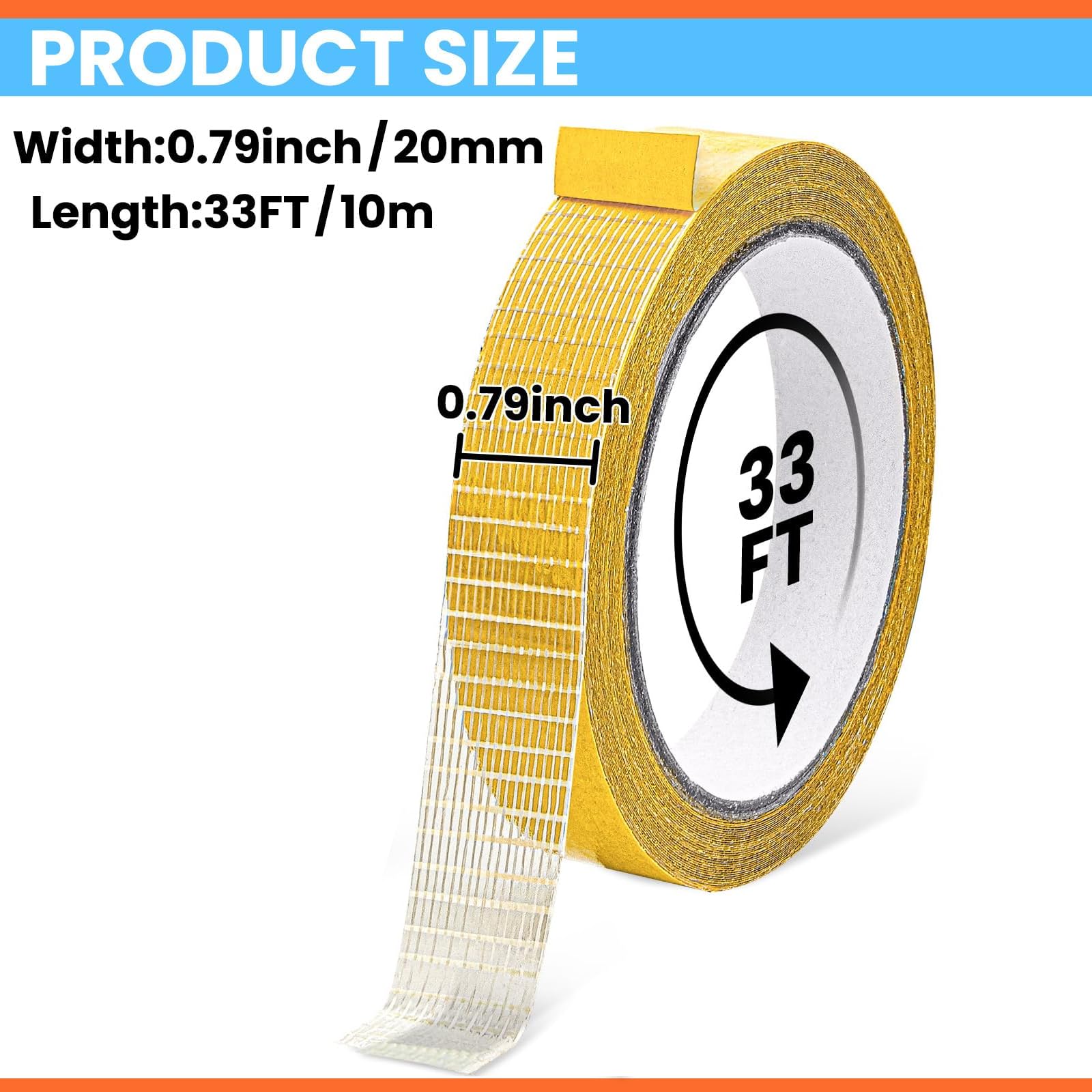 Nastro Biadesivo in Tessuto, 20 mm x 10 m Multifunzionale Nastro Biadesivo in Fibra di Rete Adesiva per Moquette, Double-Sided Cloth Tape, per Tappeti, Pantaloni, Vestiti, Tende