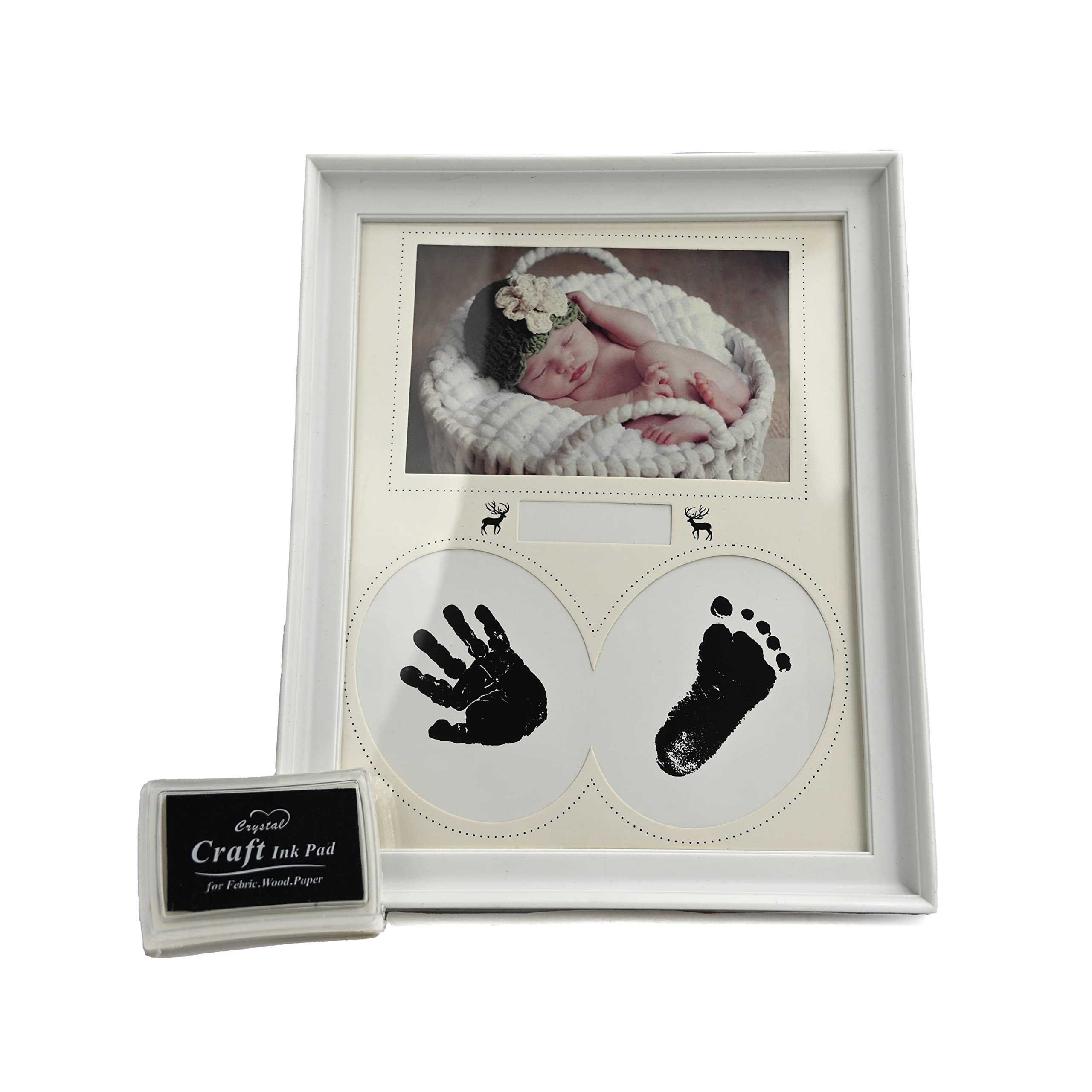 Baby Handprint and Footprint Frame Photo Frame, Baby Photo Prints Non-Toxic with Safe on Skin Ink Pad, Beautiful Gift for New Mothers and Babies, Preserve Memory Hand Casting Kit Baby Frame