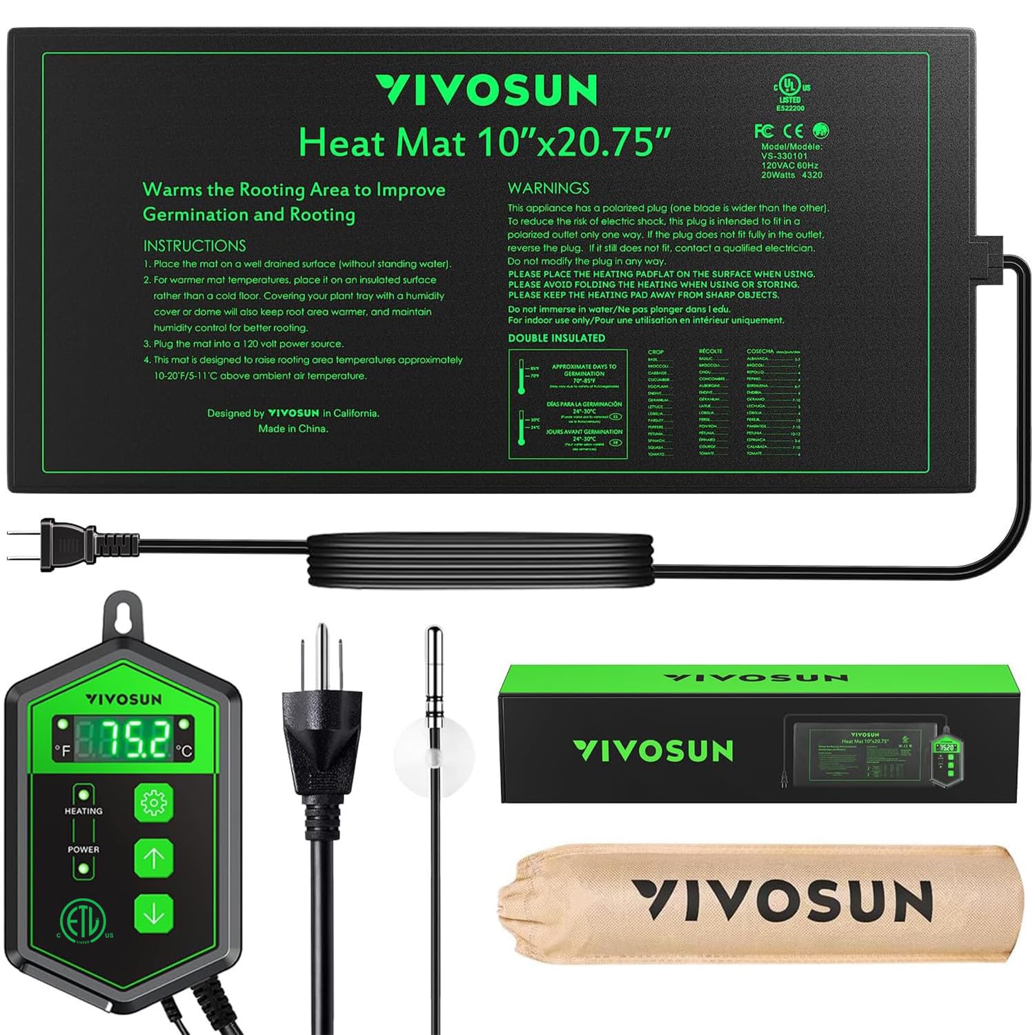 VIVOSUN Heat Mat Combo