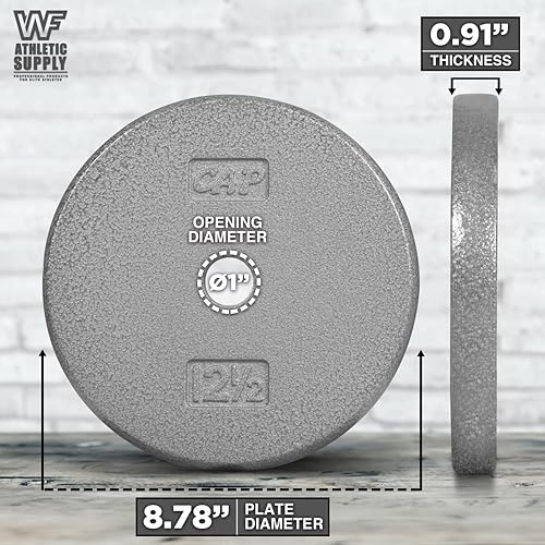 Miniatura 8 de CAPHAUS Placas de peso de hierro fundido sólido estándar de 1.0in con agujero central para manijas de mancuernas y mancuernas estándar en múltiples
