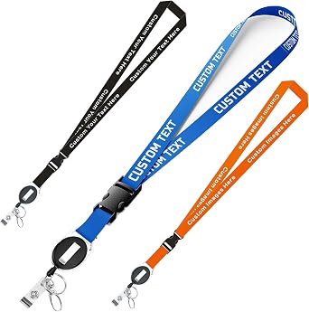 Custom Lanyards for ID Badges Bulk Personalized Lanyards Customized Neck Strap Print Your Text Logo Image With Retractable Reel Keys For Men Women