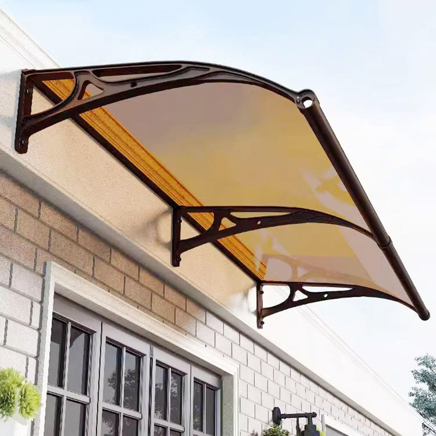 Auvent de fenêtre en polycarbonate et aluminium pour porte d'entrée