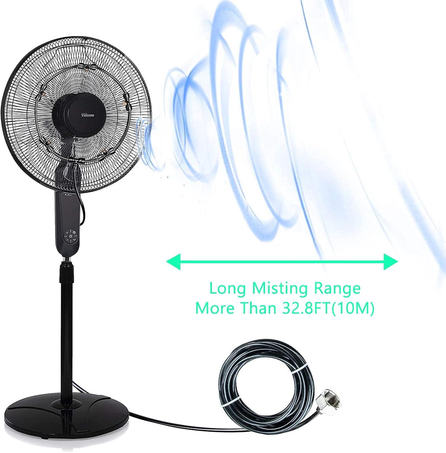 Fan Misting Kit for DIY Cool Patio with 32.8FT(10M) Misting Line & 5 Removable Brass Nozzles Galvanized Solid Brass Adapter Suitable,Connects to Any Outdoor Fan Misters for Cooling Outdoor